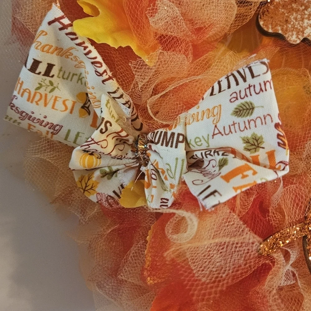 Handmade Fall Holiday Wreath Blessed Grateful Autumn Decor